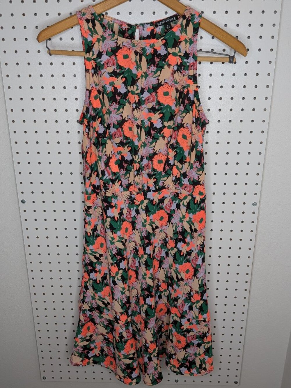 J Crew Mercantile Floral Sleeveless Ditsy Flounce Hem Black Coral Print Size 2